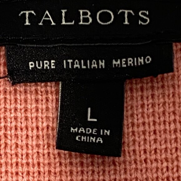 Talbots Merino Wool Button-Down Cardigan Jacket In Peach Size L - Picture 4 of 8